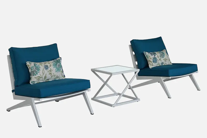 Outdoor Aluminum Outdoor Sofa Set with Sunbrella Fabric and Tempered Glass Stone Table Top