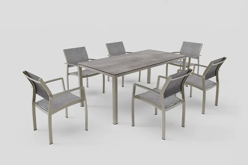 6 Seat Commercial & Residential Garden Chair And Table Aluminium Outdoor Garden Sets