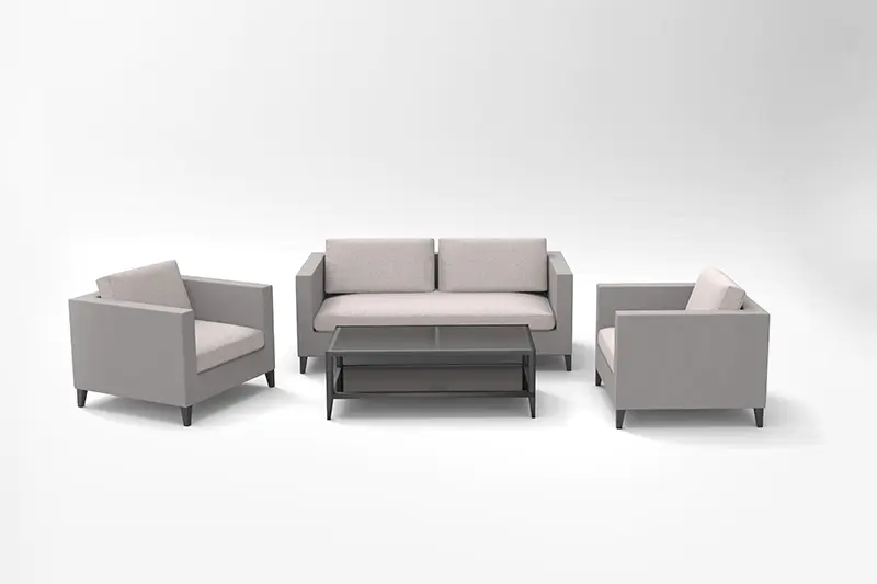 Garden Outdoor Sofa Set with Stainless Steel Feet and Textilene Fabric, Aluminum Coffee Table