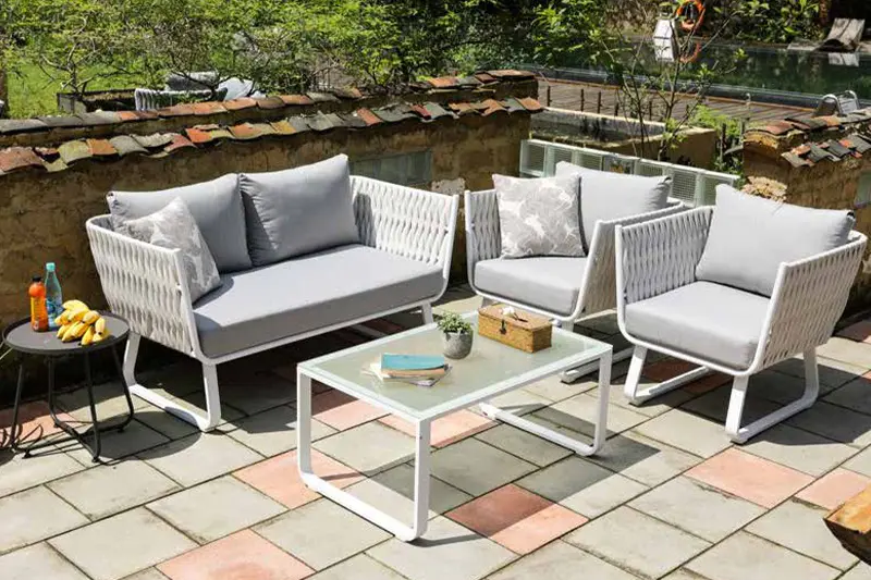 OEM Hot Selling 4 Piece Outdoor Armless Aluminum Sofa Set Garden Furniture