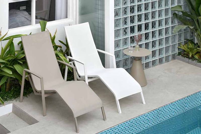 Modern Outdoor Furniture  Sling Reclining Beach Sun Lounger
