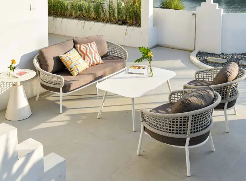 Garden Aluminum Sofa Set with Rope and Aluminium Coffee Table