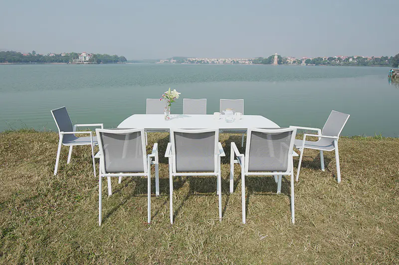 8 Seaters Aluminum Outdoor Furniture Dining Table Chairs Patio Garden Sets