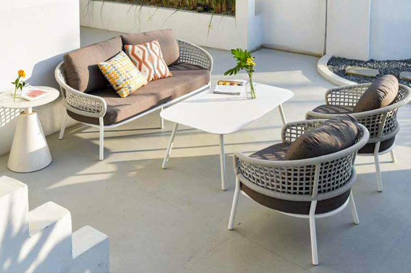 Garden Aluminum Sofa Set with Rope and Aluminium Coffee Table